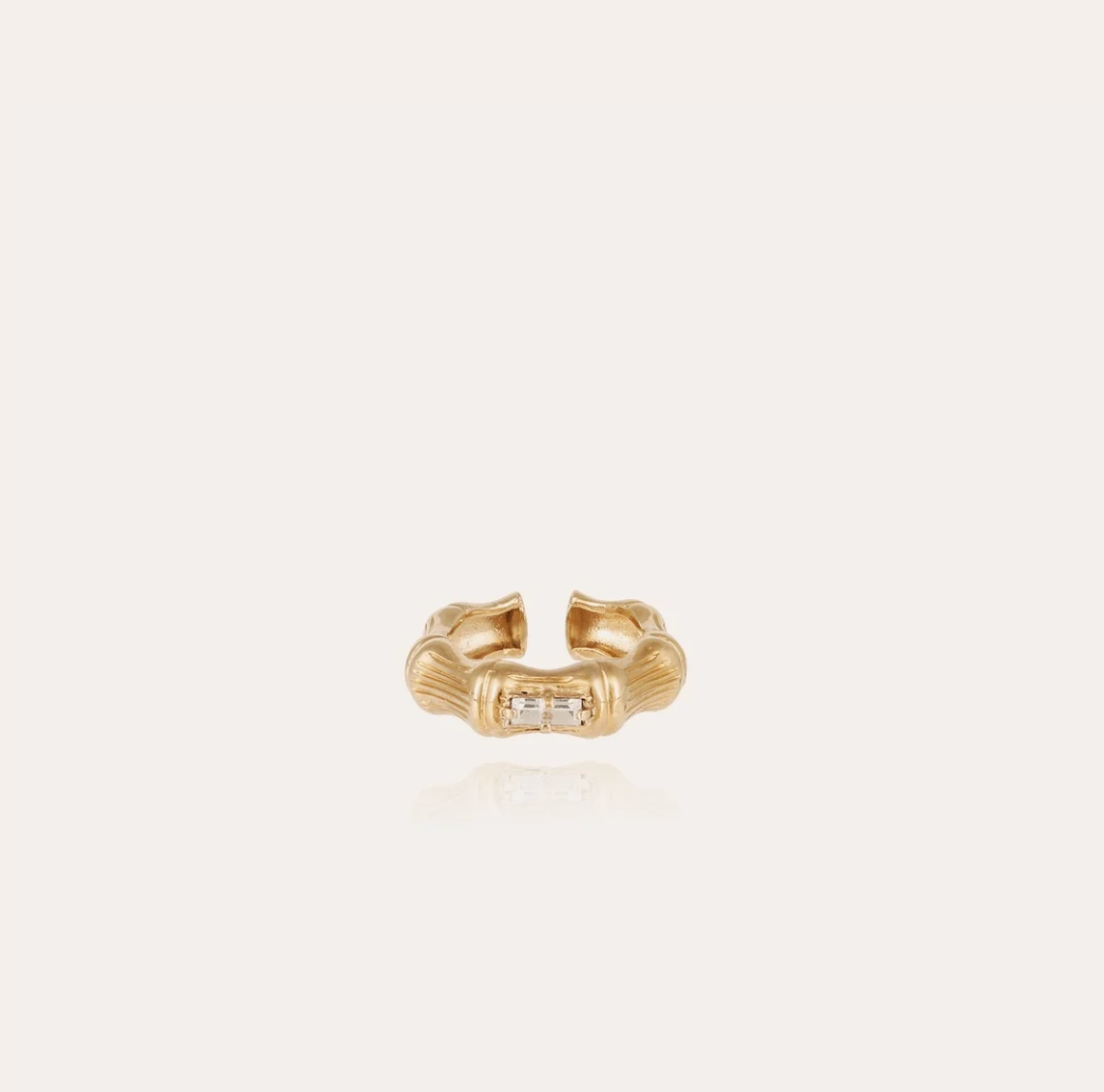 GAS BIJOUX - Bague BAMBOU jonc strass dorée métal à l'or fin