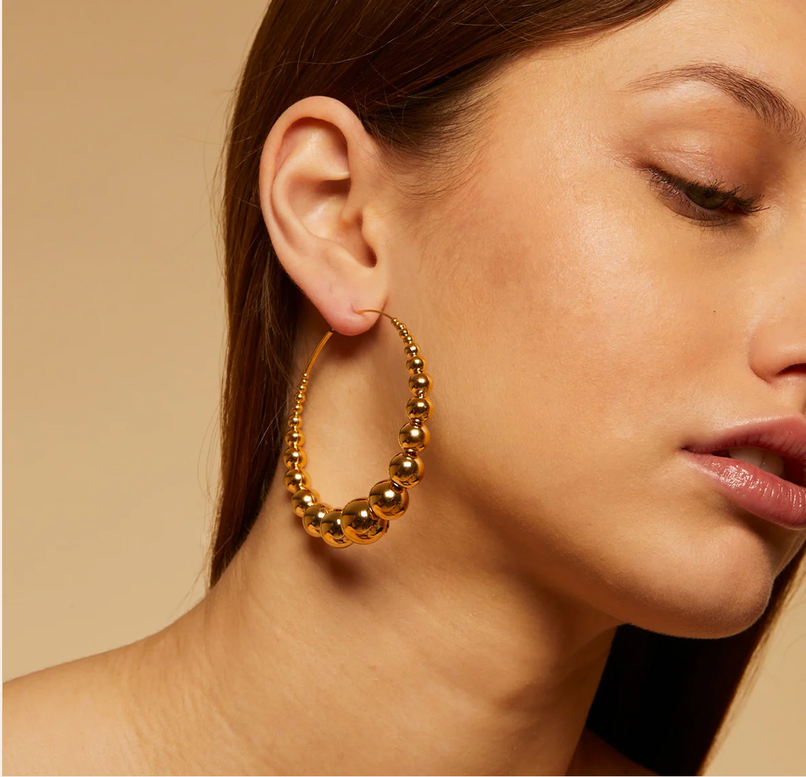 GAS BIJOUX - Boucles d'oreilles créoles MULTIPERLA dorées métal à l'or fin