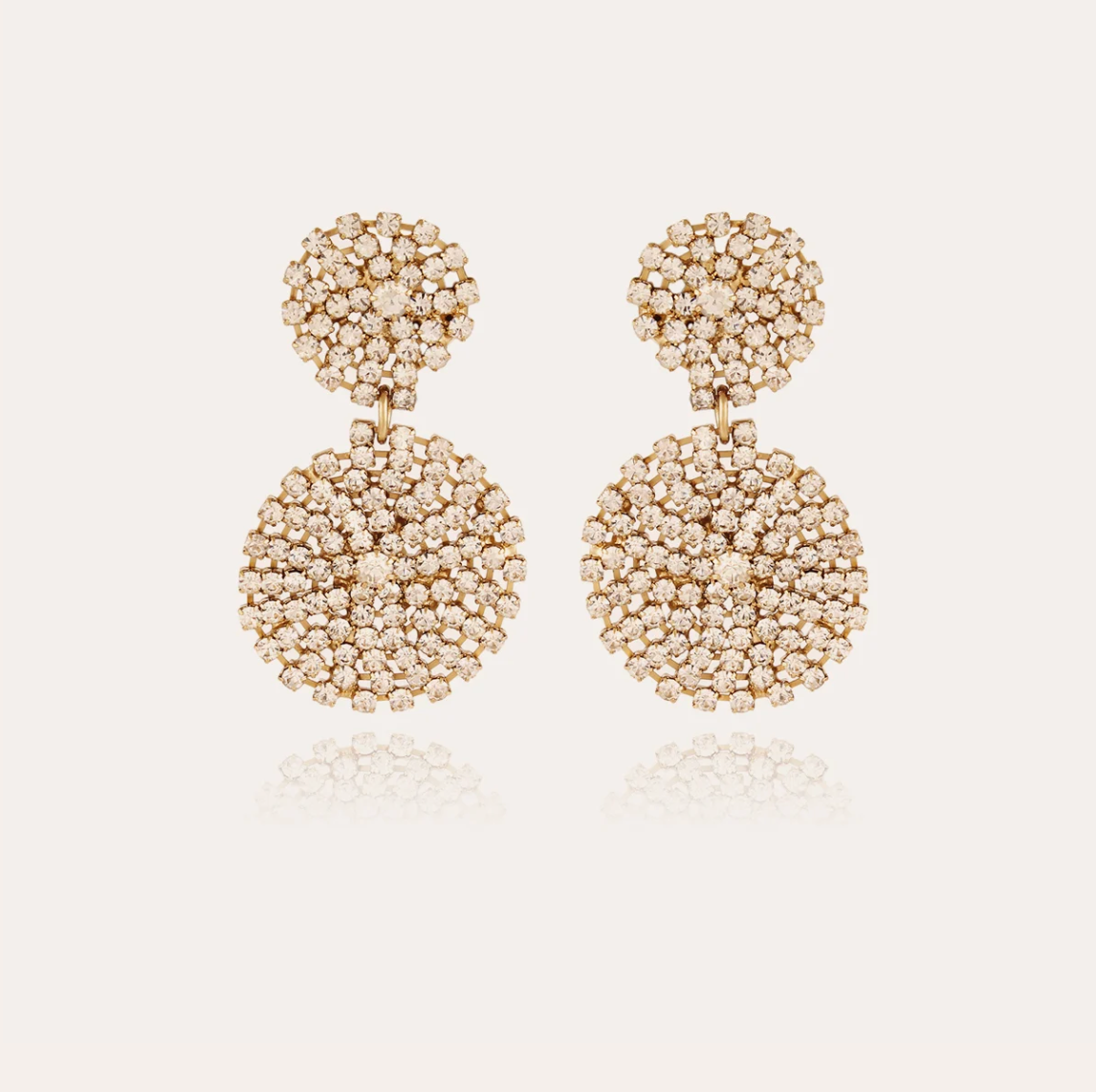 GAS BIJOUX - Boucles d'oreilles ONDE LUCKY strass petit modèle doré à l'or fin