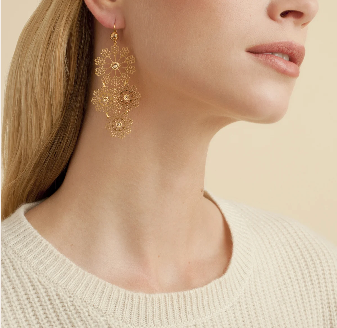 GAS BIJOUX - Boucles d'oreilles NEIGE mini dorées métal à l'or fin