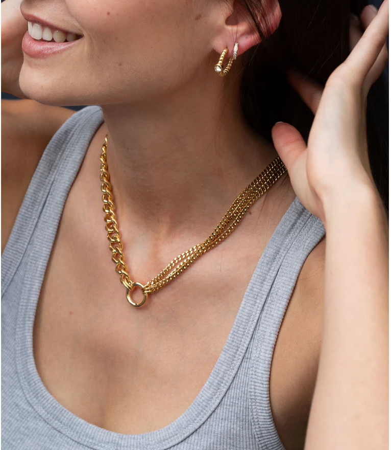 ZAG BIJOUX - Collier QUATRO acier doré