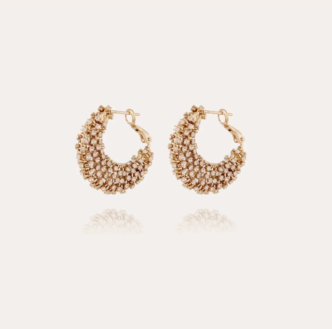 GAS BIJOUX - Boucles d'oreilles IZZIA STRASS BLANCS petit modele dorées métal doré à l'or fin