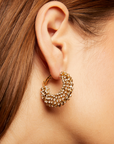 GAS BIJOUX - Boucles d'oreilles IZZIA STRASS BLANCS petit modele dorées métal doré à l'or fin