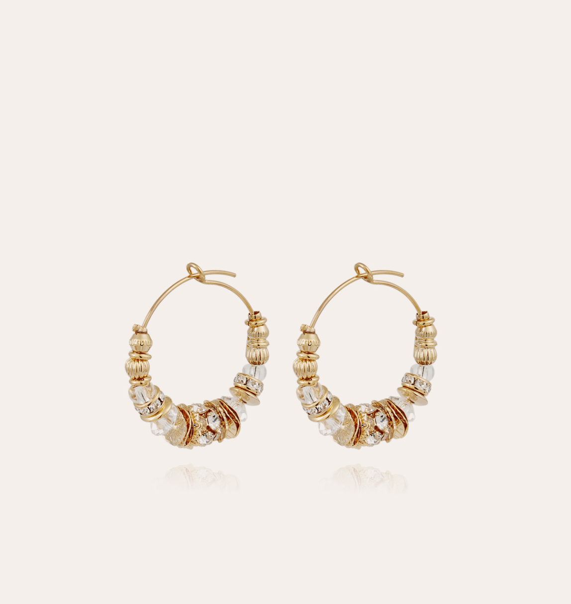 GAS BIJOUX - Boucles d'oreilles créoles ALOHA strass mini dorées à l'or fin
