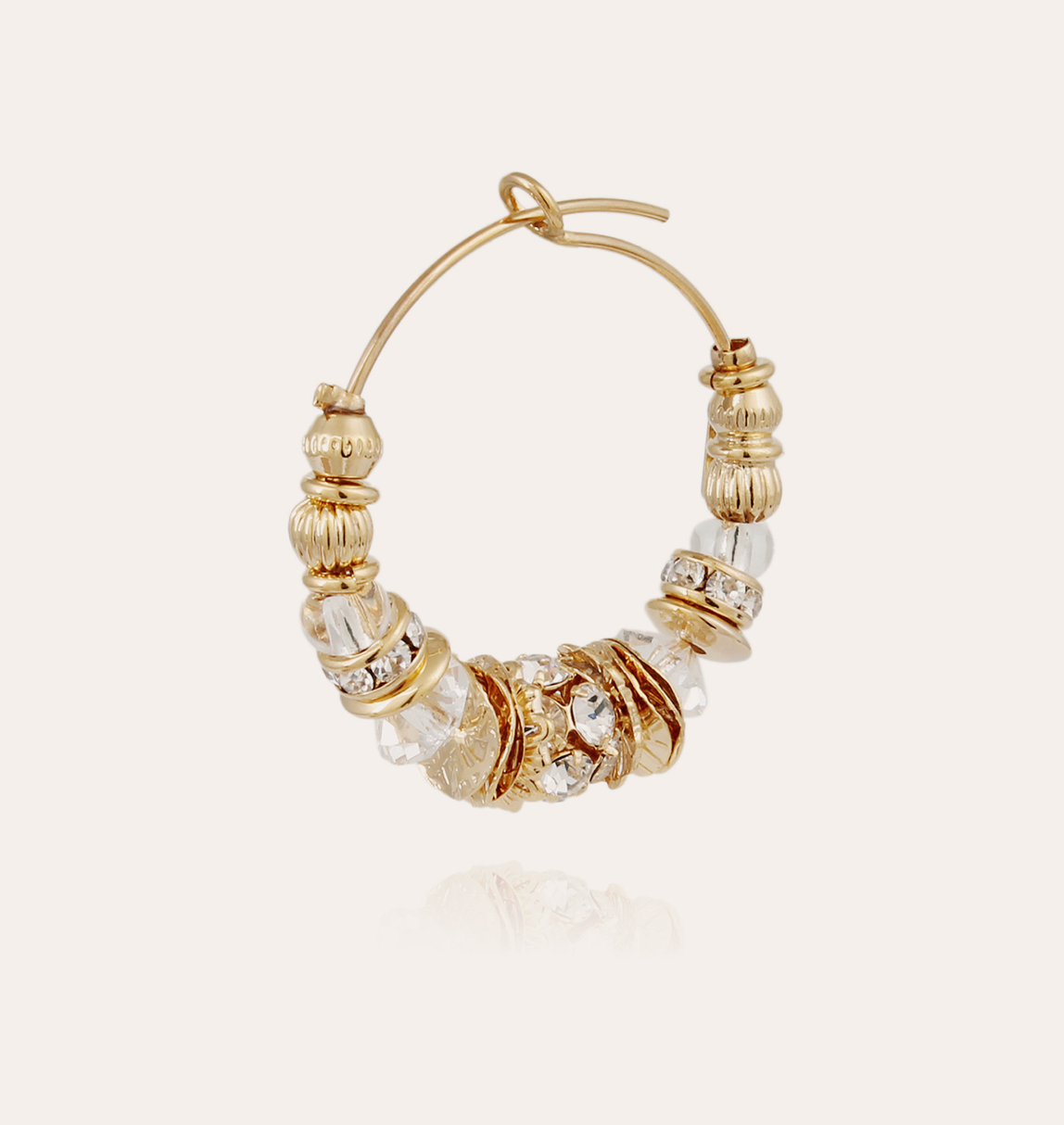 GAS BIJOUX - Boucles d'oreilles créoles ALOHA strass mini dorées à l'or fin