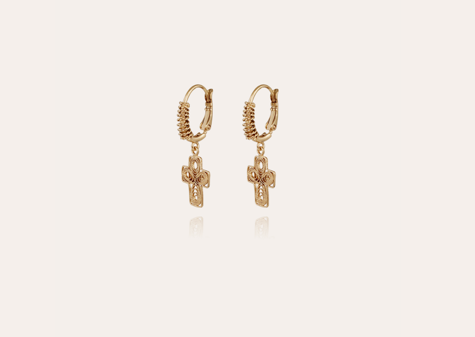 GAS BIJOUX - Boucles d'oreilles TAO CROIX YUCA dorées métal doré à l'or fin