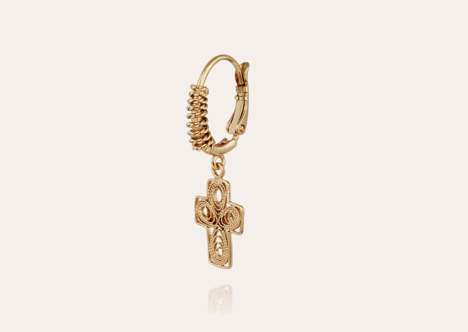 GAS BIJOUX - Boucles d'oreilles TAO CROIX YUCA dorées métal doré à l'or fin