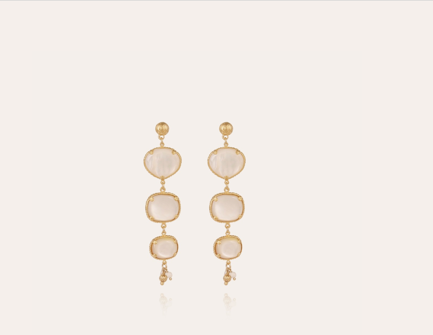 GAS BIJOUX - Boucles d'oreilles SILENE nacre blanche métal dorées à l'or fin