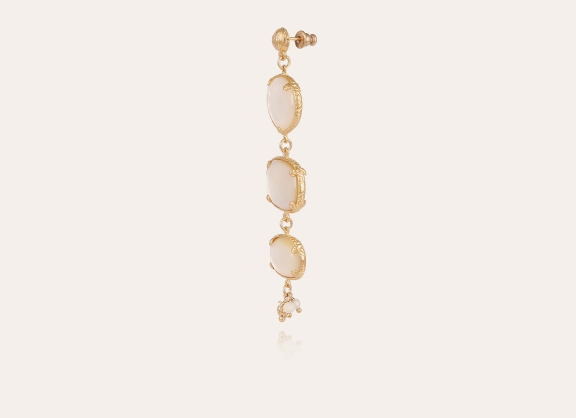 GAS BIJOUX - Boucles d'oreilles SILENE nacre blanche métal dorées à l'or fin