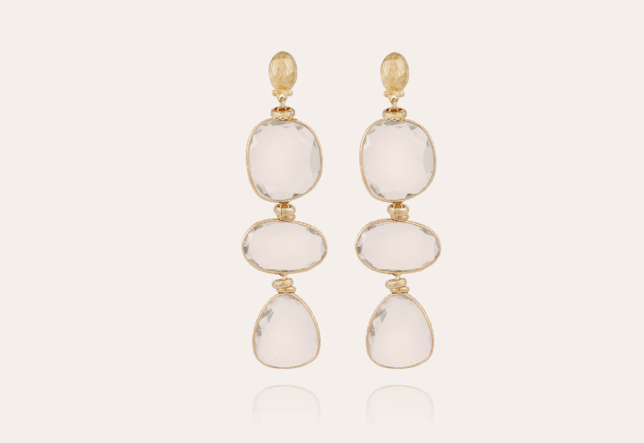 GAS BIJOUX - Boucles d'oreilles SILENE dorées à l'or fin - Cristal