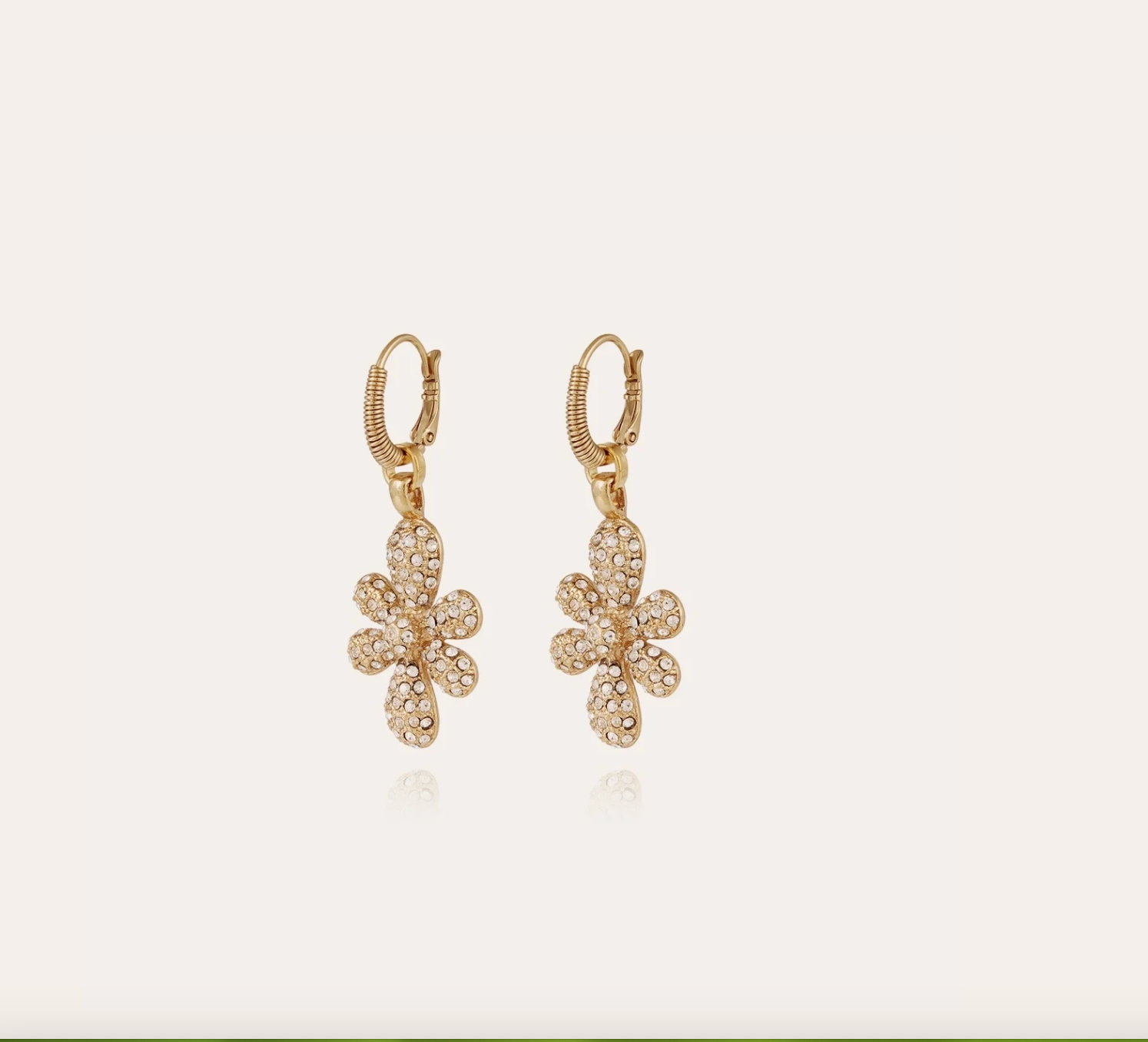 GAS BIJOUX - Boucles d'oreilles TAO AGAPA strass blancs dorées à l'or fin