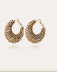 GAS BIJOUX - Boucles d'oreilles IZZIA strass noir grand modèle dorées à l'or fin