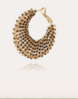 GAS BIJOUX - Boucles d'oreilles IZZIA strass noir grand modèle dorées à l'or fin