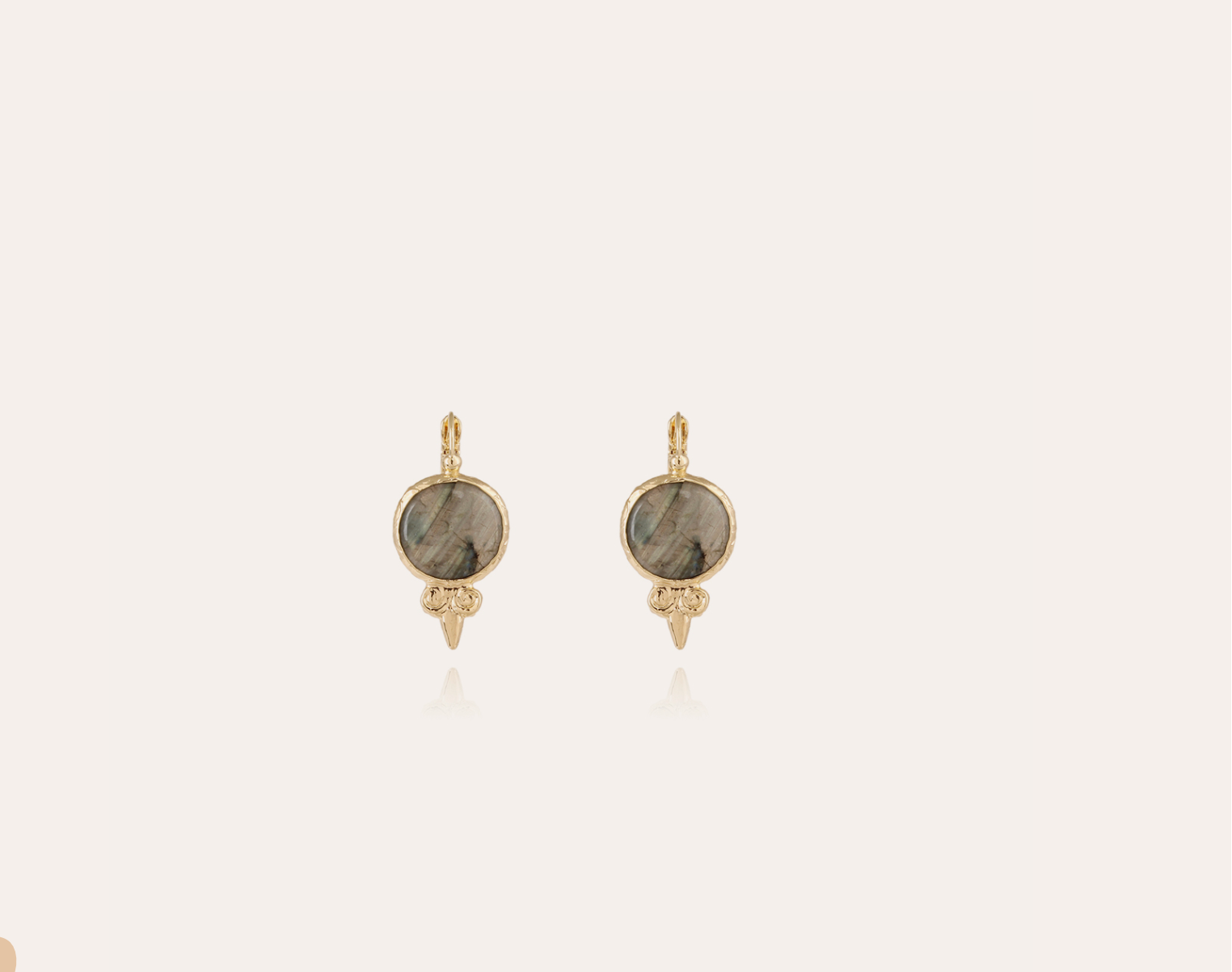 GAS BIJOUX - Boucles d'oreilles serti dorées à l'or fin - Labradorite