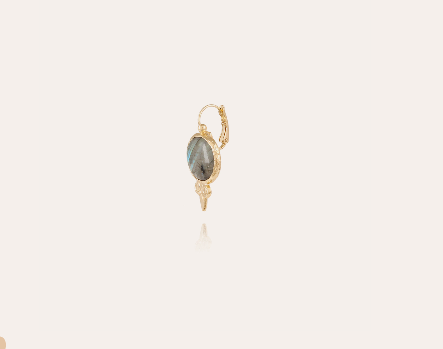 GAS BIJOUX - Boucles d'oreilles serti dorées à l'or fin - Labradorite