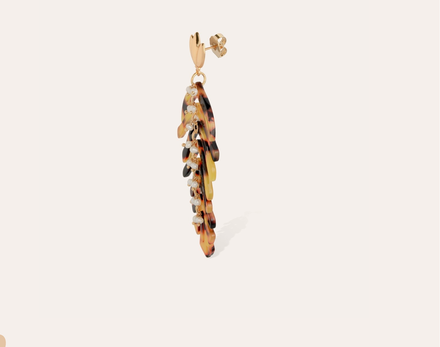 GAS BIJOUX - Boucles d'oreilles CAVALLO acétate écaille perles blanches dorées à l'or fin