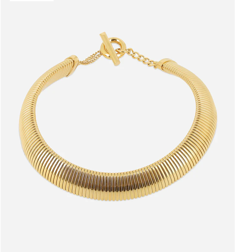 ZAG BIJOUX Collier Jonc LUCIDE acier doré – BY TOPAZE