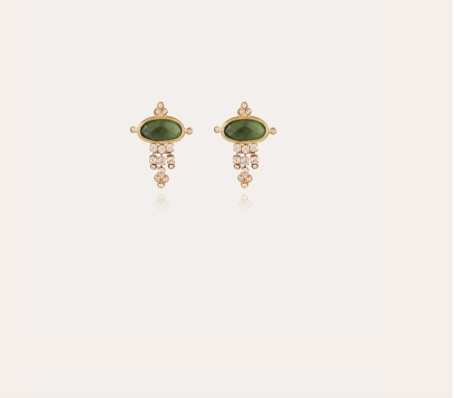 GAS BIJOUX - Boucles d'oreilles TIKI petit modèle - Serpentine et métal doré à l'or fin