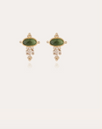 GAS BIJOUX - Boucles d'oreilles TIKI petit modèle - Serpentine et métal doré à l'or fin