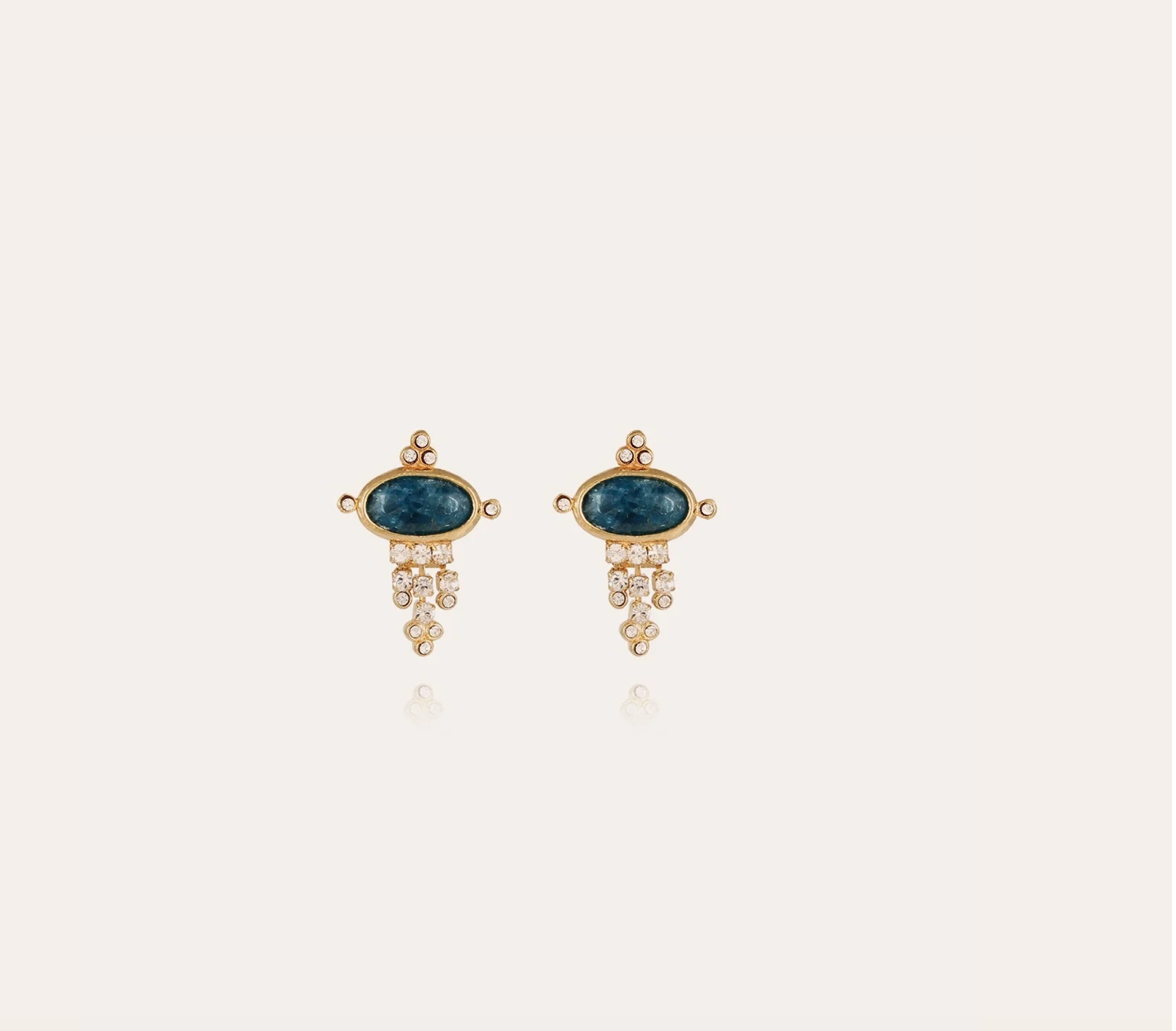 GAS BIJOUX - Boucles d'oreilles TIKI petit modèle - Apatite bleue et métal doré à l'or fin