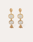 GAS BIJOUX - Boucles d'oreilles SILENE petit modèle dorées - Nacre blanche et cristal