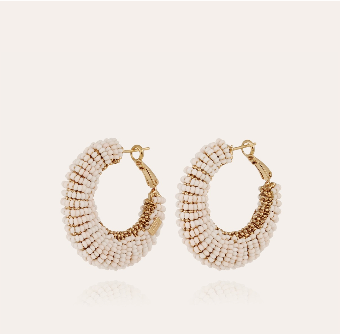 GAS BIJOUX - Boucles d'oreilles IZZIA grand modèle blanc dorées métal à l'or fin