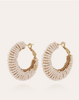 GAS BIJOUX - Boucles d'oreilles IZZIA grand modèle blanc dorées métal à l'or fin