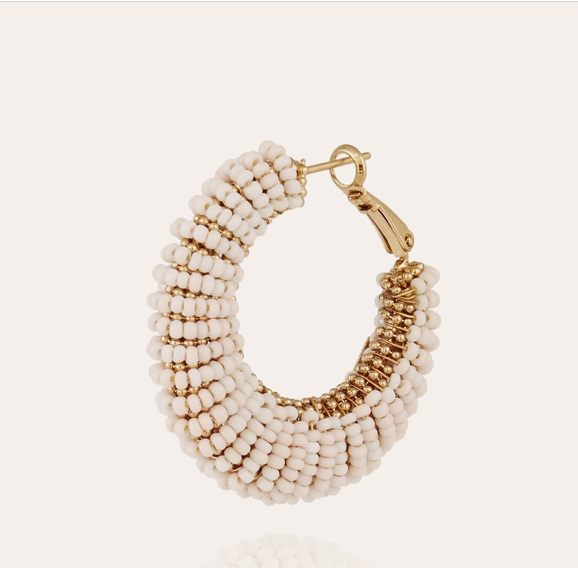 GAS BIJOUX - Boucles d'oreilles IZZIA grand modèle blanc dorées métal à l'or fin