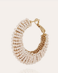 GAS BIJOUX - Boucles d'oreilles IZZIA grand modèle blanc dorées métal à l'or fin