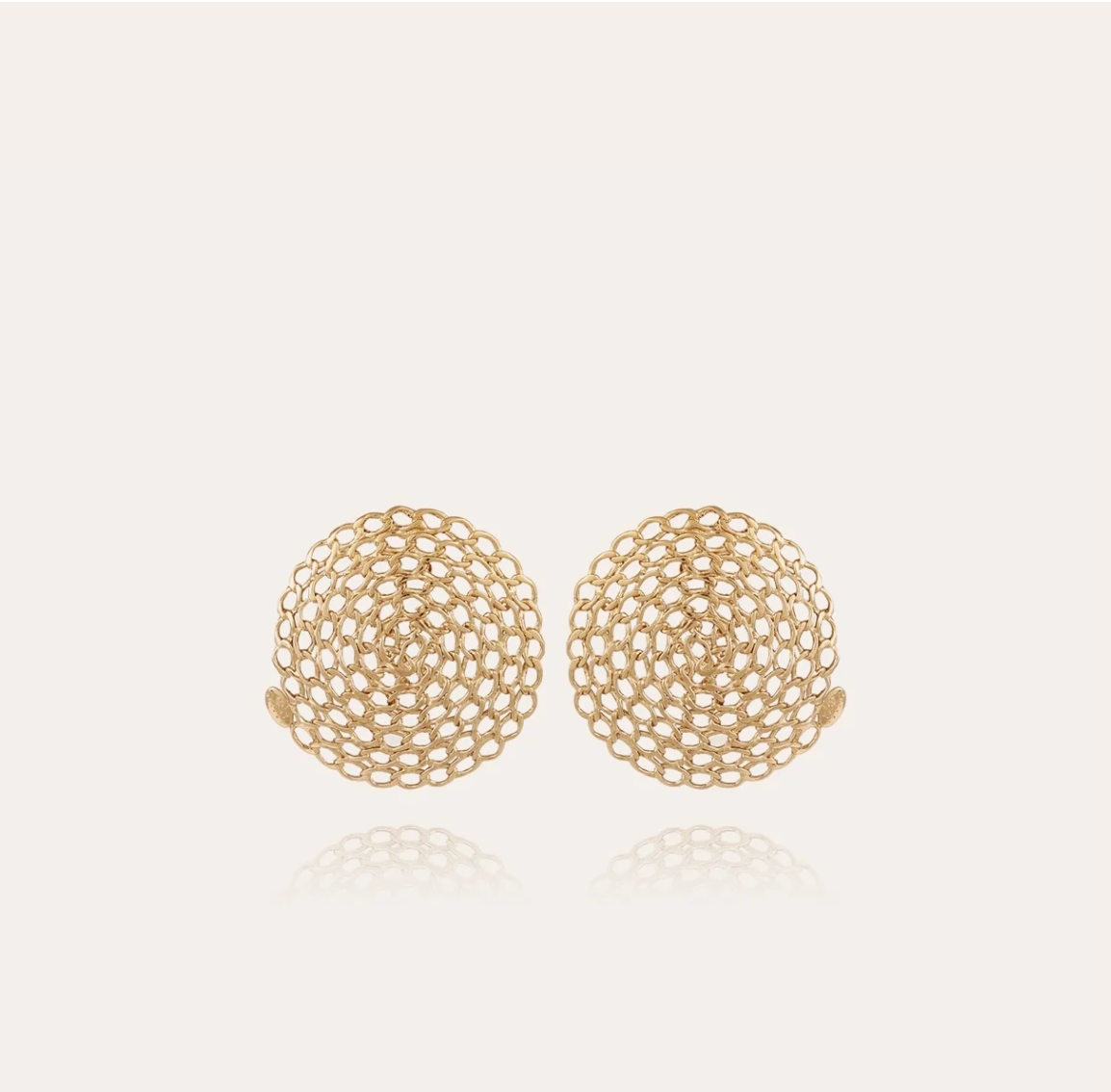 GAS BIJOUX - Boucles d'oreilles puces ONDE GOURMETTE grand modèle doré à l'or fin