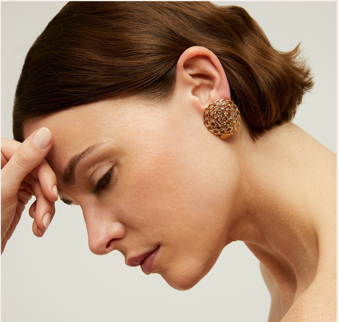 GAS BIJOUX - Boucles d'oreilles puces ONDE GOURMETTE grand modèle doré à l'or fin