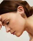 GAS BIJOUX - Boucles d'oreilles puces ONDE GOURMETTE grand modèle doré à l'or fin