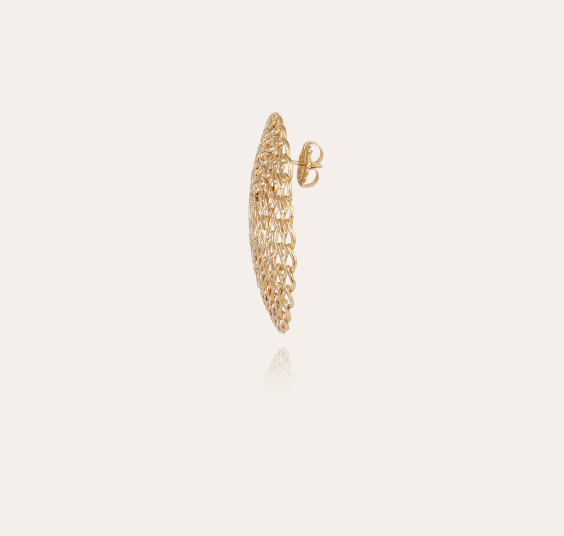 GAS BIJOUX - Boucles d'oreilles puces ONDE GOURMETTE grand modèle doré à l'or fin