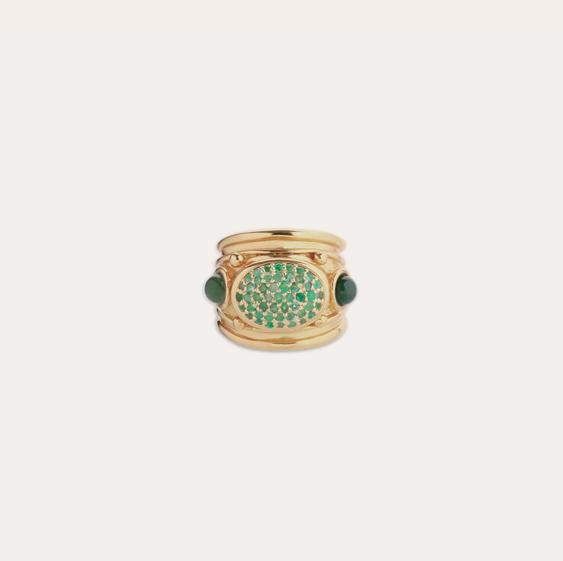 GAS BIJOUX - Bague SIMONE dorée à l'or fin - Emeraude - Capsule les précieuses