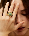 GAS BIJOUX - Bague SIMONE dorée à l'or fin - Emeraude - Capsule les précieuses