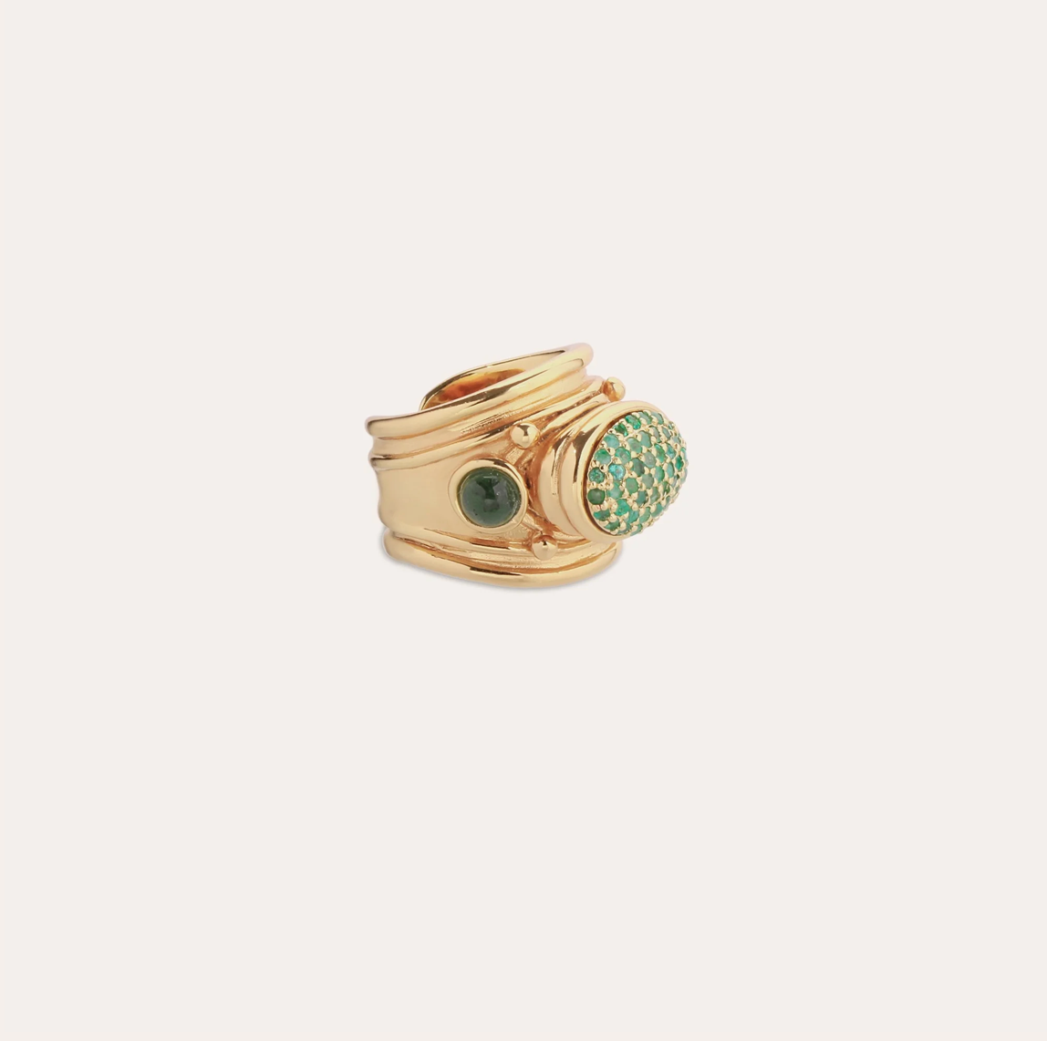 GAS BIJOUX - Bague SIMONE dorée à l'or fin - Emeraude - Capsule les précieuses