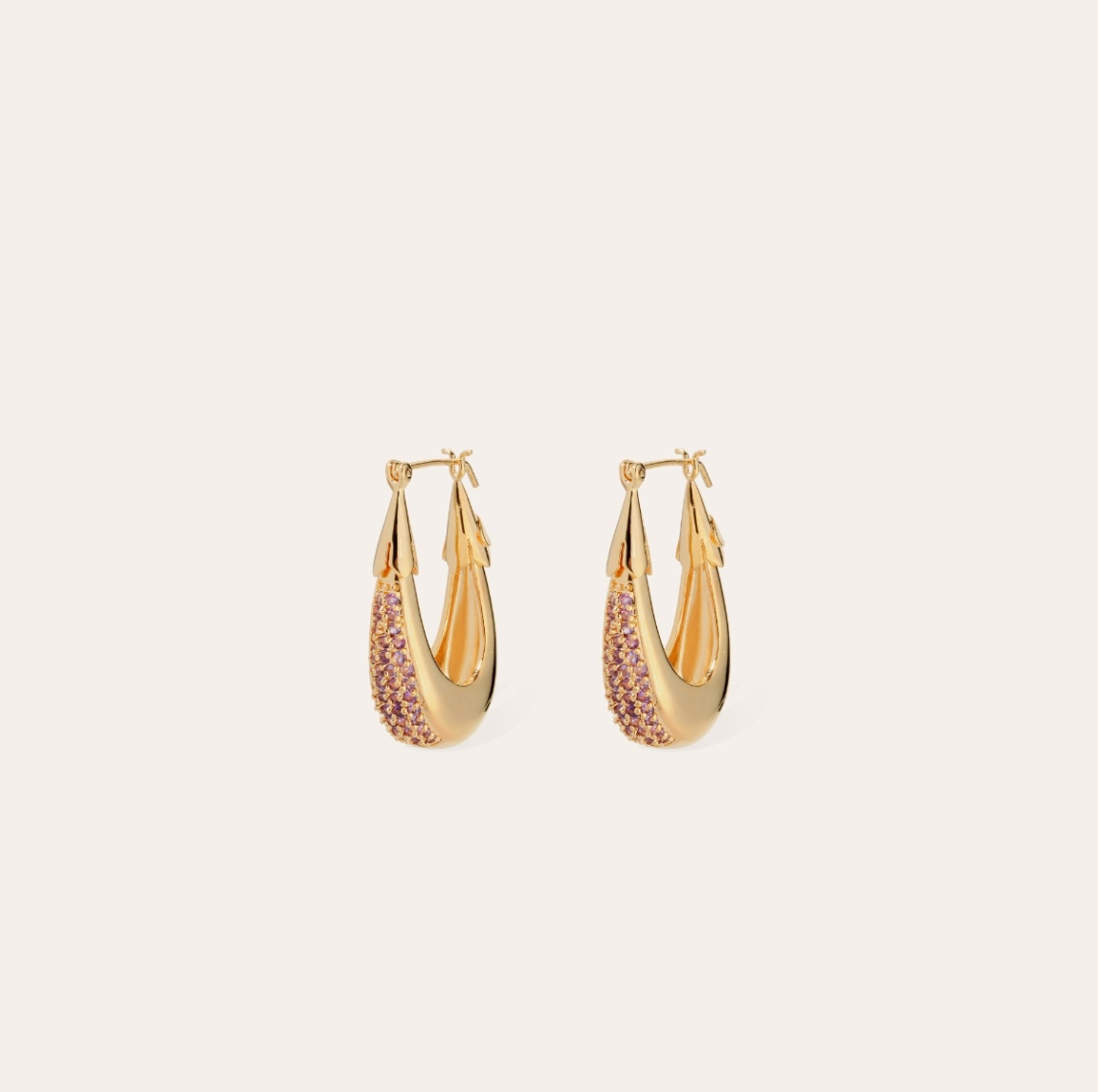 GAS BIJOUX - Boucles d'oreilles ECUME petit modèle dorée à l'or fin - Améthyste - Capsule les précieuses