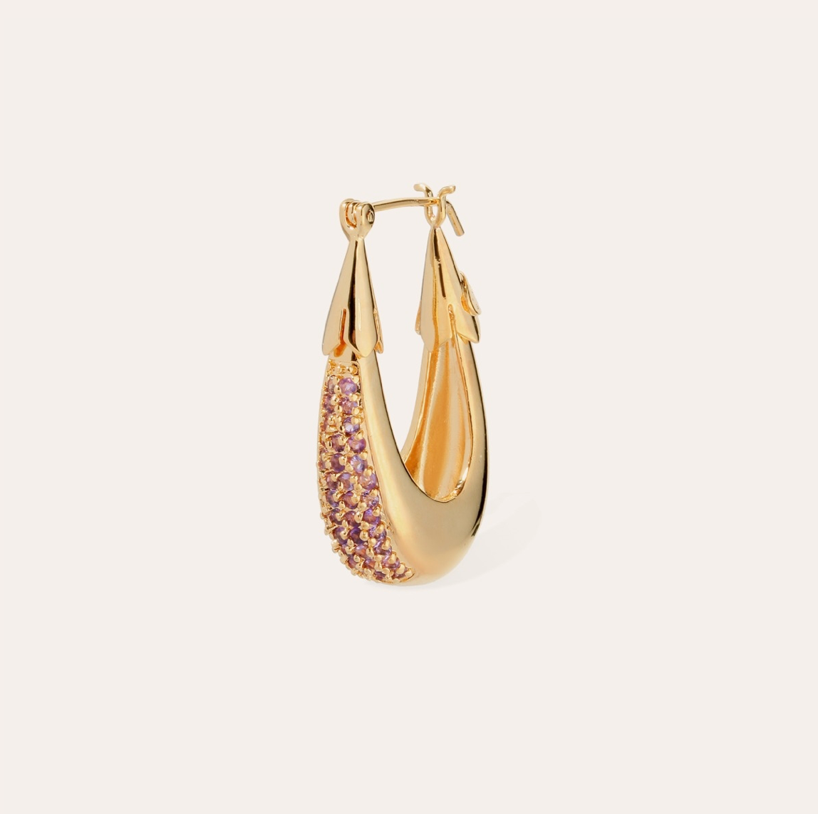 GAS BIJOUX - Boucles d'oreilles ECUME petit modèle dorée à l'or fin - Améthyste - Capsule les précieuses