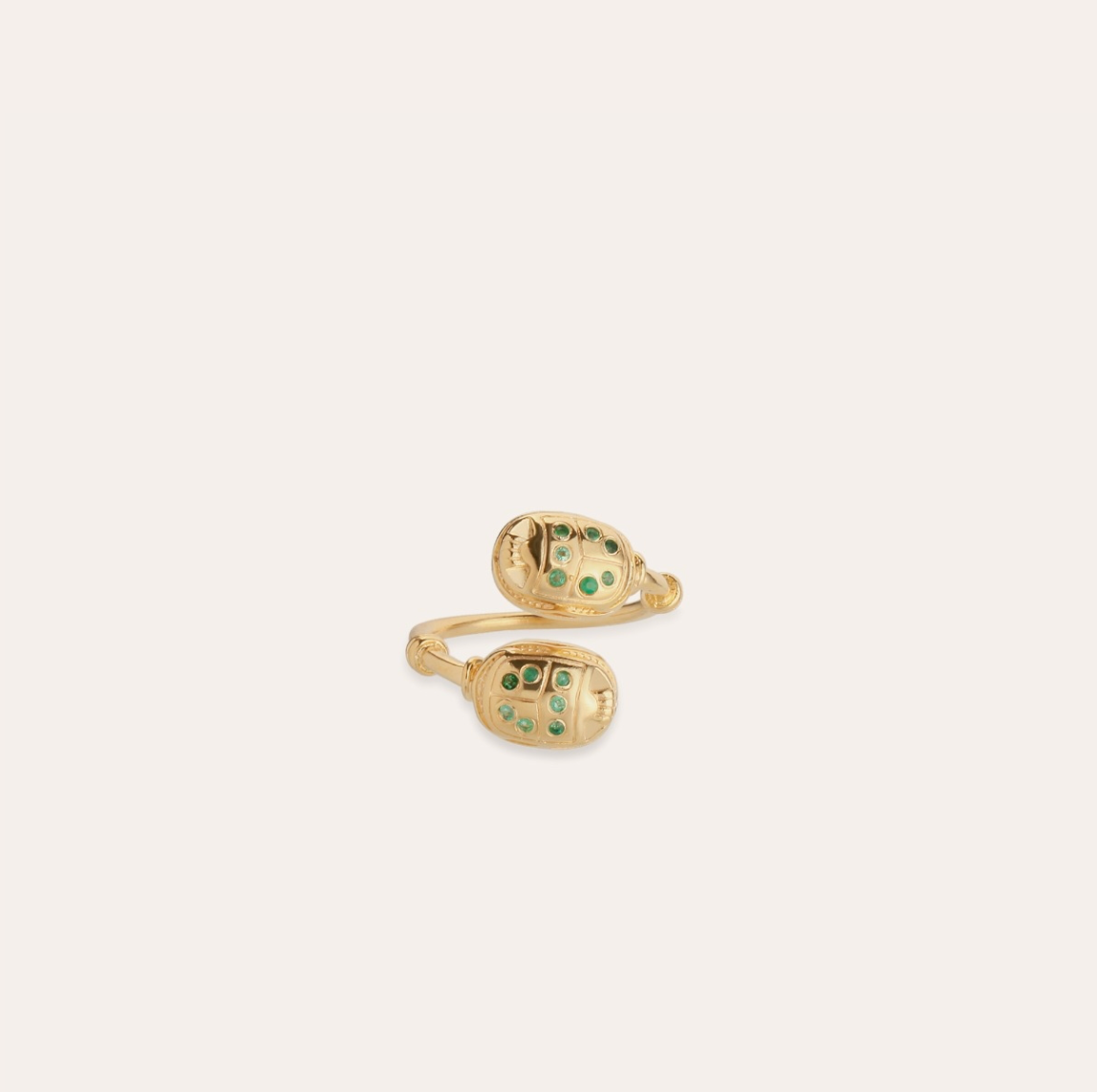 GAS BIJOUX - Bague duality SCARAMOUCHE dorée à l'or fin - Emeraude - Capsule les précieuses