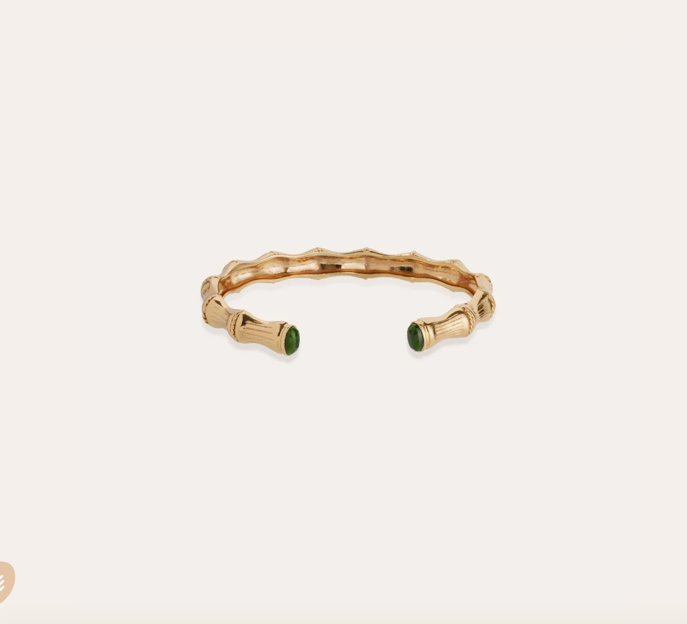 GAS BIJOUX - Bracelet Jonc BAMBOU cabochons doré à l'or fin et serpentine