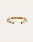 GAS BIJOUX - Bracelet Jonc BAMBOU cabochons doré à l'or fin et serpentine