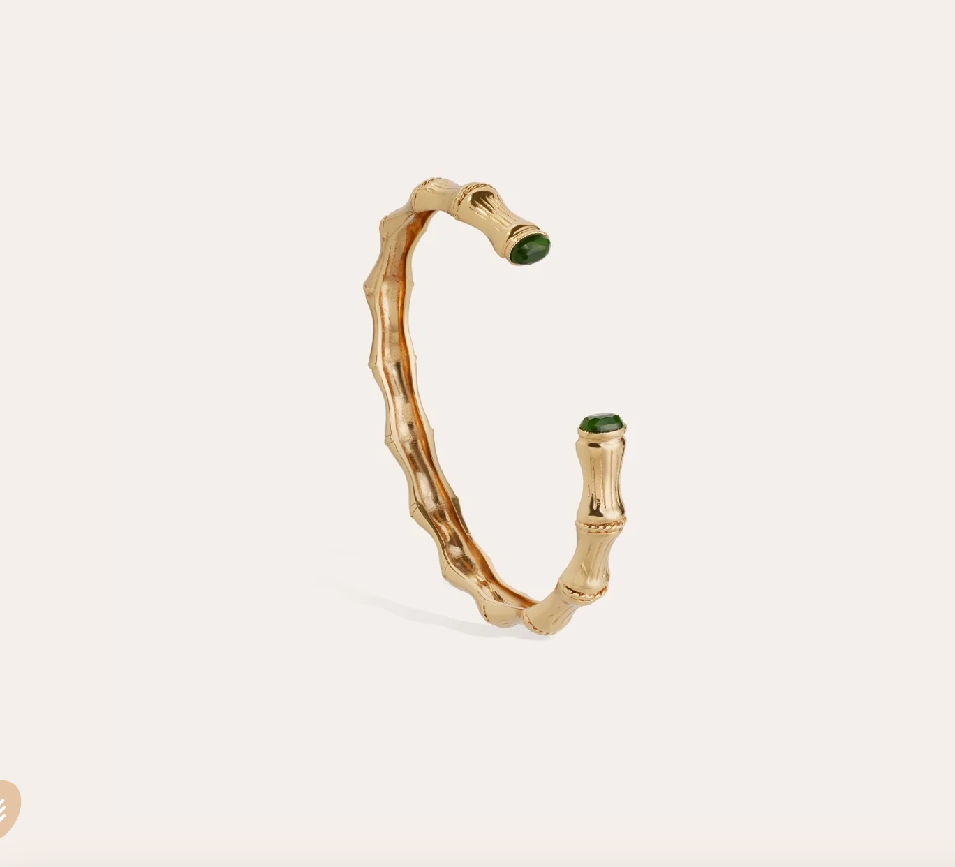 GAS BIJOUX - Bracelet Jonc BAMBOU cabochons doré à l'or fin et serpentine