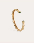 GAS BIJOUX - Bracelet Jonc BAMBOU cabochons doré à l'or fin et serpentine