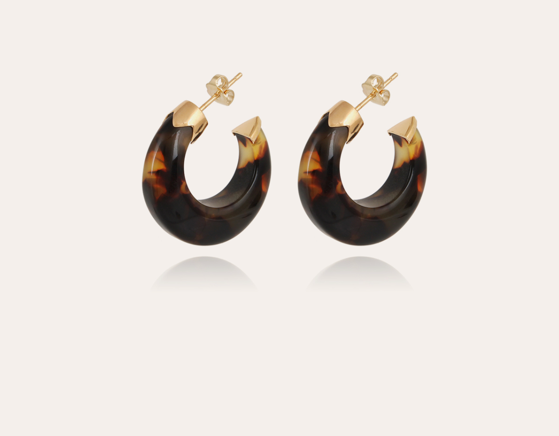 GAS BIJOUX - Boucles d'oreilles créoles ABALONE mini acétate dorées à l' or fin