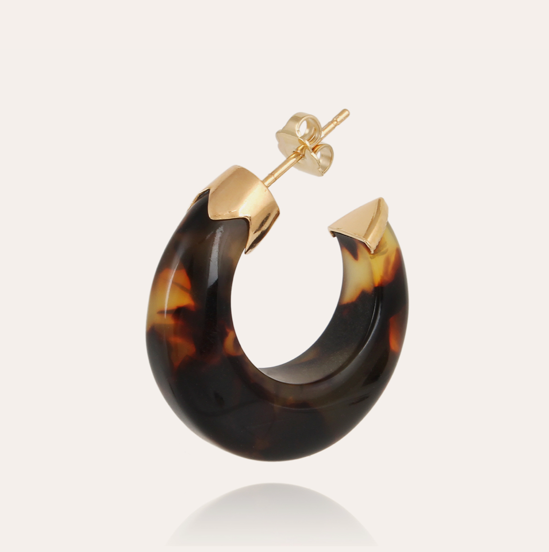 GAS BIJOUX - Boucles d'oreilles créoles ABALONE mini acétate dorées à l' or fin