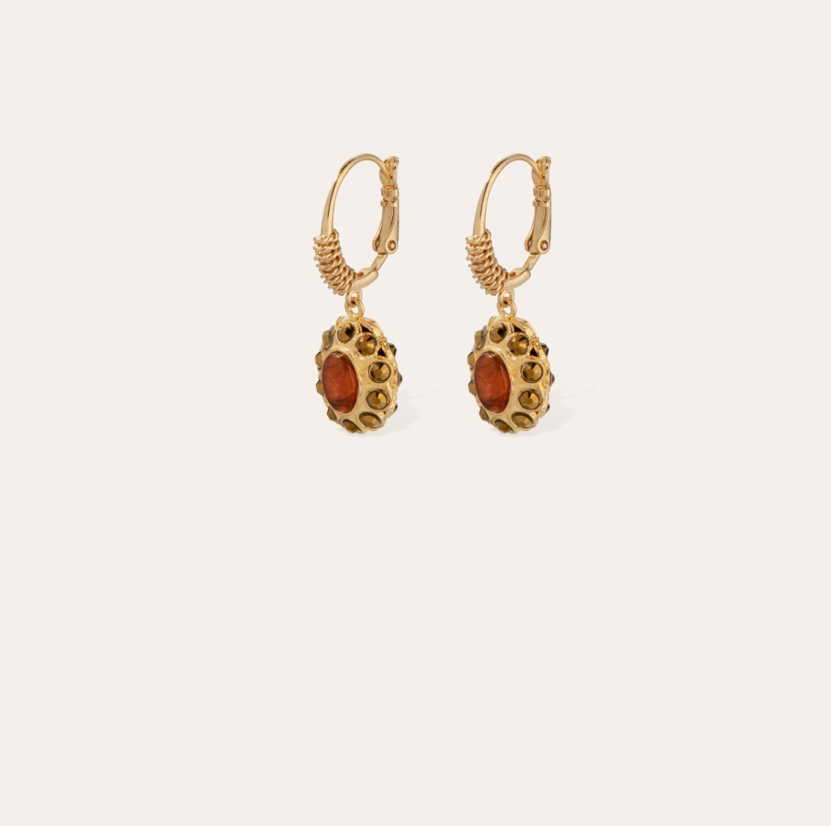 GAS BIJOUX - Boucles d'oreilles TAO SPLASH dorées - Cornaline