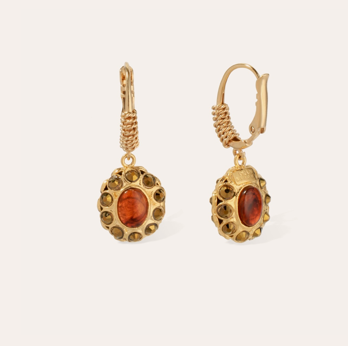 GAS BIJOUX - Boucles d'oreilles TAO SPLASH dorées - Cornaline