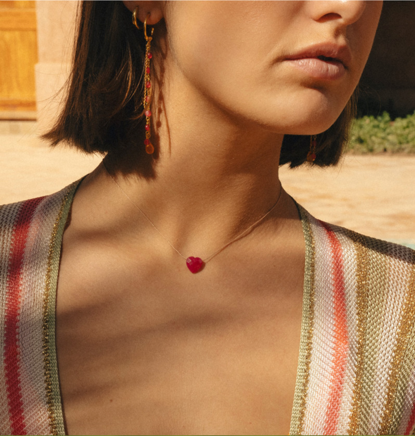 UNE A UNE - Collier Goutte Coeur Jaune