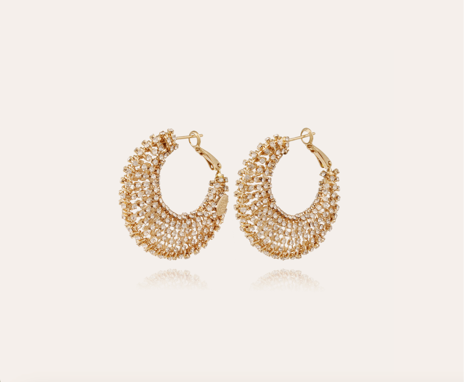 GAS BIJOUX - Boucles d'oreilles IZZIA strass grand modèle dorée à l' or fin