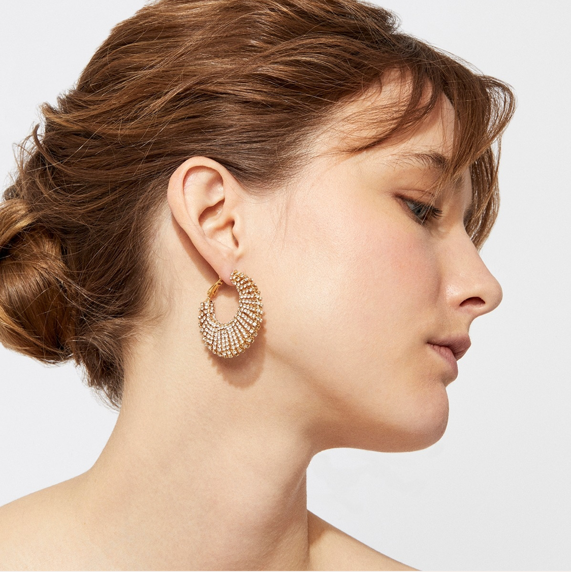 GAS BIJOUX - Boucles d'oreilles IZZIA strass grand modèle dorée à l' or fin